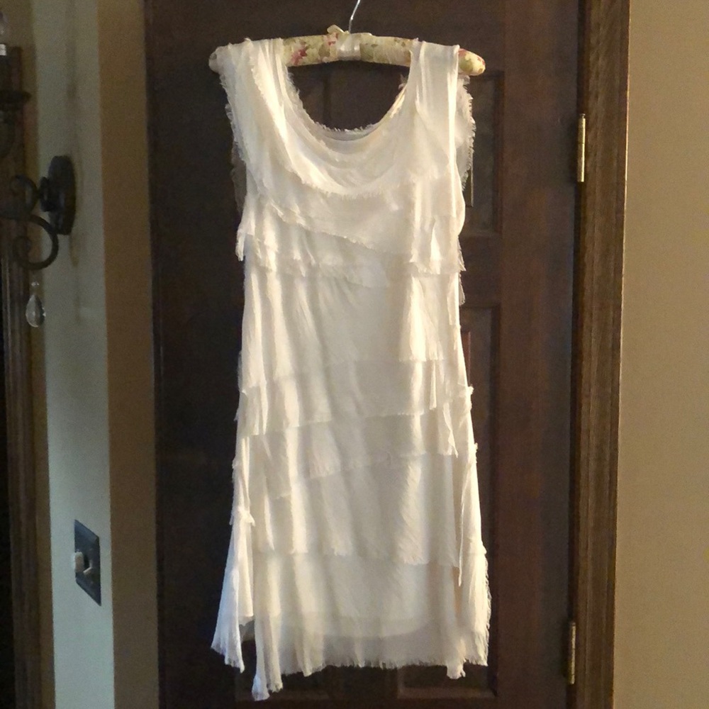 Beautiful white silk tiered dress.